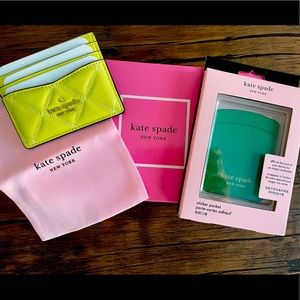 Brand new Kate Spade sticker pocket and card holder with pink pouch